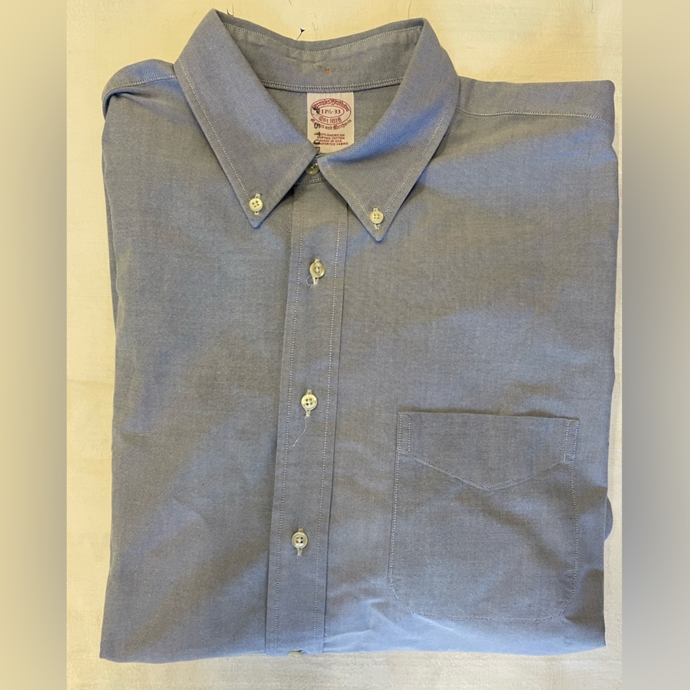 Brooks Brothers Made in USA Vintage Button Down Oxford Shirt in Blue 17 1/2-33